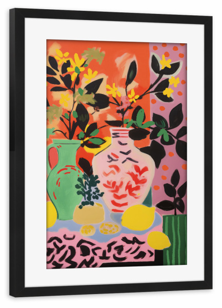 Poster mit Rahmen schwarz "Still Life With Lemons" artboxONE - Floral,Essen & Trinken,Abstrakt