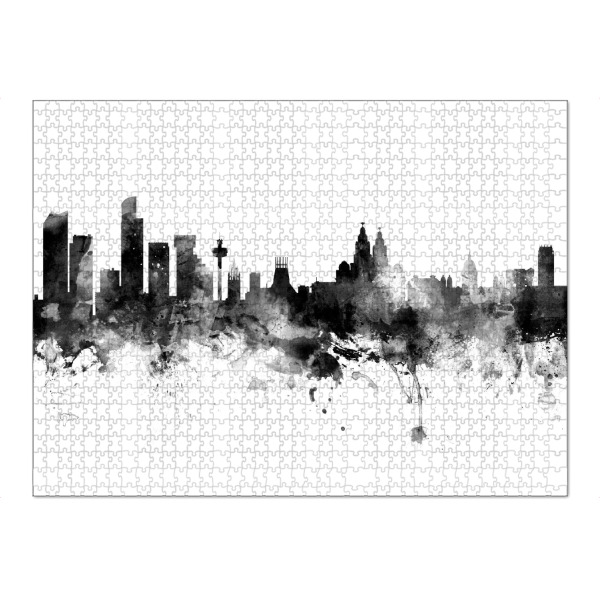 Puzzle Ravensburger "Liverpool England Skyline Schwarz" artboxONE - Städte,Schwarzweiß