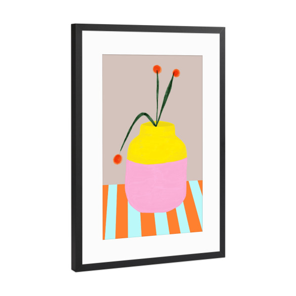 Poster mit Rahmen Schwarz (Metallic) "Mio vaso fresh" artboxONE - Floral,Abstrakt