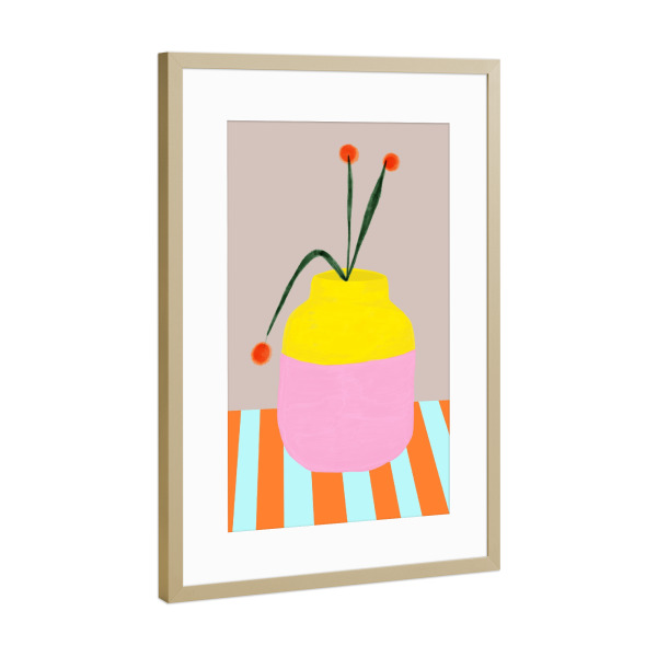 Poster mit Rahmen Gold "Mio vaso fresh" artboxONE - Floral,Abstrakt