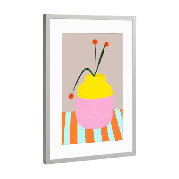Poster mit Rahmen Silber "Mio vaso fresh" artboxONE - Floral,Abstrakt