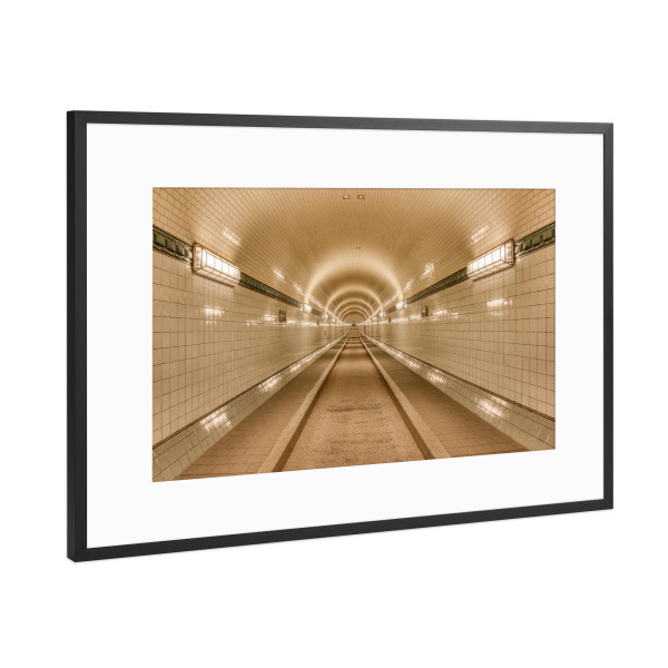 Poster mit Rahmen Schwarz (Metallic) "Alter Elbtunnel Hamburg" artboxONE - Städte / Hamburg,Reise,Architektur