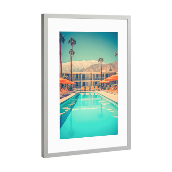 Poster mit Rahmen Silber "Palm Spring Motel" artboxONE - Reise,Architektur,Reise / Länder