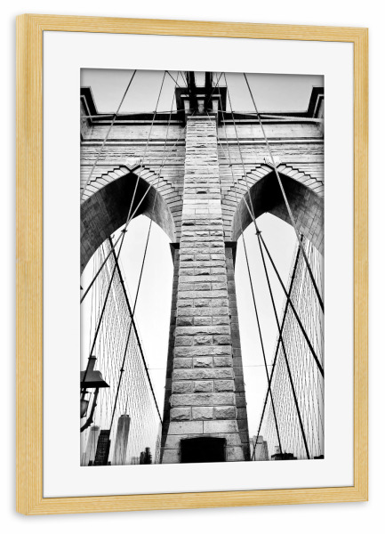 Poster mit Rahmen kiefer "New York - Brooklyn Bridge" artboxONE - Städte,Städte / New York,Architektur