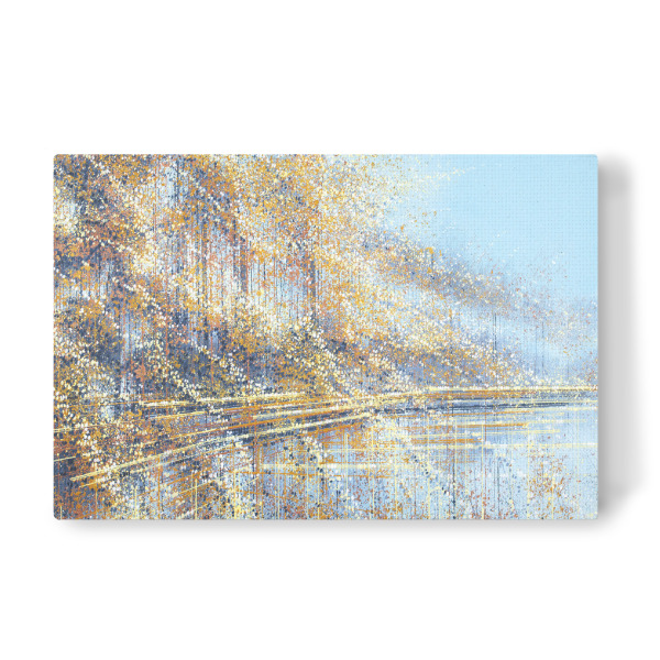 Leinwandbild "Reflexion der Herbstbäume" artboxONE - Natur,Abstrakt - Herbst,Herbst,Natur,Bäume,Ufer,Reflexion,Abstrakt,Malerei