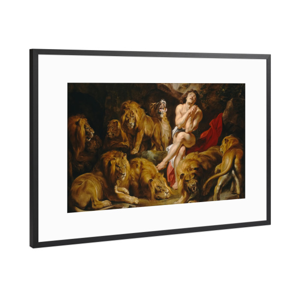 Poster mit Rahmen Schwarz (Metallic) "Daniel in der Höhle der Löwen" artboxONE - Natur,Tiere,Menschen,Männer