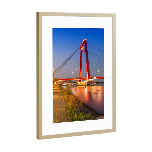 Poster mit Rahmen Gold "Willemsbrug in Rotterdam" artboxONE - Städte,Architektur,Reise / Länder