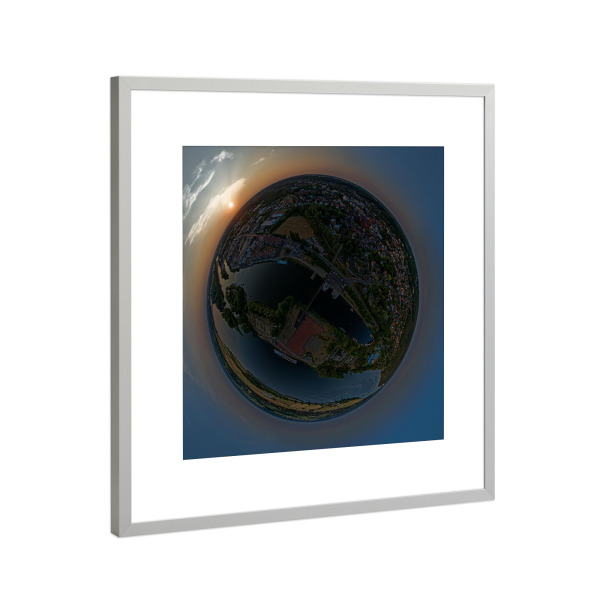 Poster mit Rahmen Silber "Geesthachter Hafenbrücke - Sunset" artboxONE - Städte,Natur,Reise,Architektur,Städte / Weitere