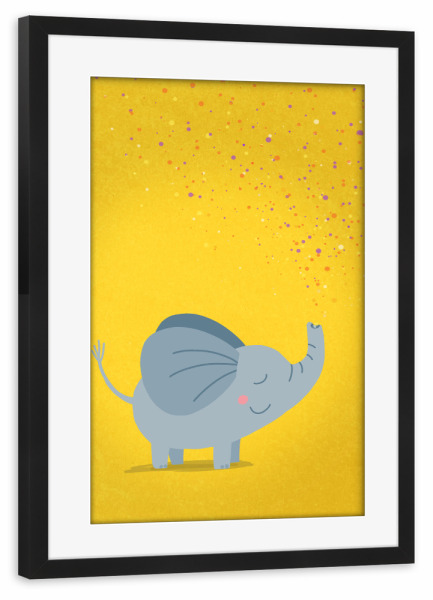 Poster mit Rahmen schwarz "Sternenstaub Elefant" artboxONE - Für Kinder,Tiere