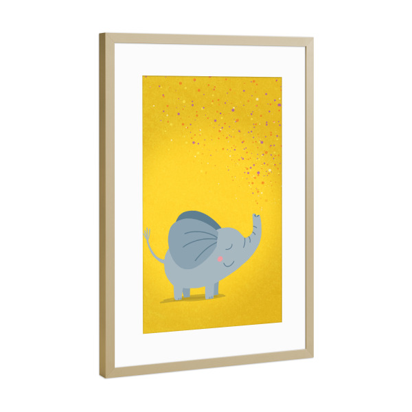Poster mit Rahmen Gold "Sternenstaub Elefant" artboxONE - Für Kinder,Tiere