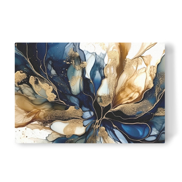 Leinwandbild "Navy und Gold Botanicals J" artboxONE - Floral,Abstrakt - Marine,Blumen,Gold,Blumen,Botanisch