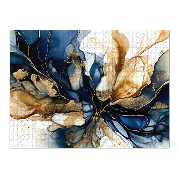 Puzzle Ravensburger "Navy und Gold Botanicals J" artboxONE - Floral,Abstrakt - Marine,Blumen,Gold,Blumen,Botanisch - Bild marine