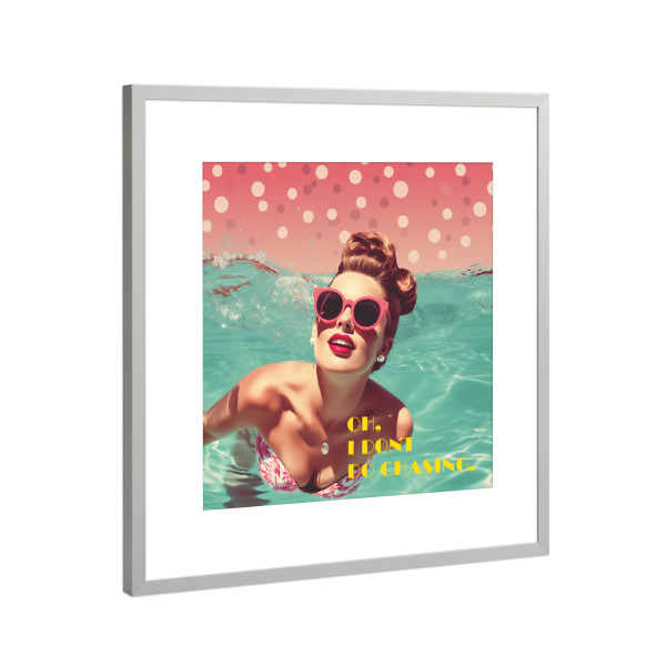 Poster mit Rahmen Silber "1950 Pink Glamour Girl No4 Typo" artboxONE - Typografie,Menschen,Liebe