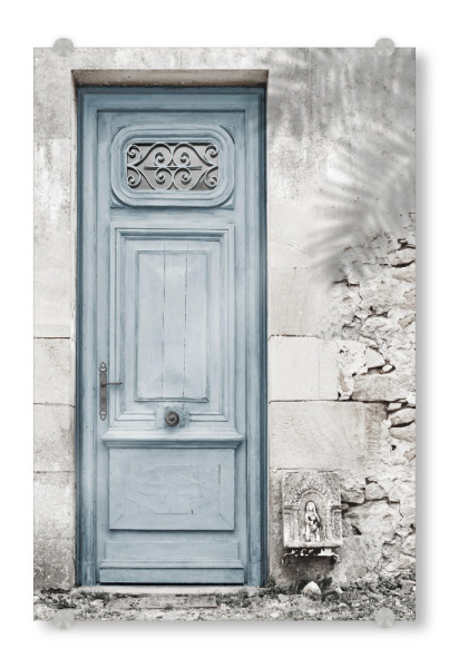 Acrylglasbild "Staubige blaue Tür F" artboxONE - Architektur - Türen,Eingang,Häuser,Zuhause,Stein,Blau,Architektur