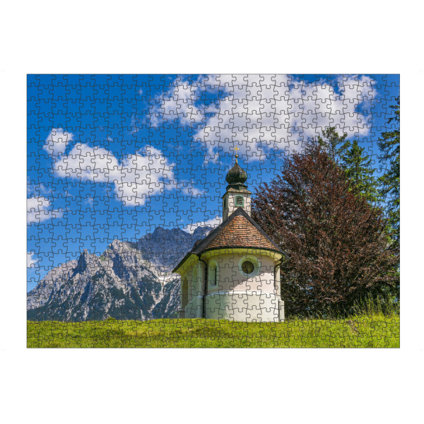 artboxONE Puzzle "Wolken, Berge, Bäume, Kapelle" artboxONE - Natur,Reise,Architektur