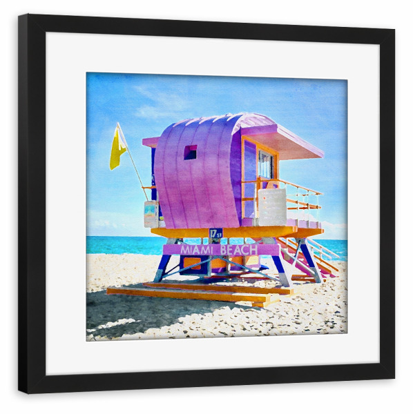 Poster mit Rahmen schwarz "Rettungsschwimmerstand H" artboxONE - Natur,Architektur,Reise / Strand und Meer