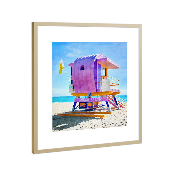 Poster mit Rahmen Gold "Rettungsschwimmerstand H" artboxONE - Natur,Architektur,Reise / Strand und Meer