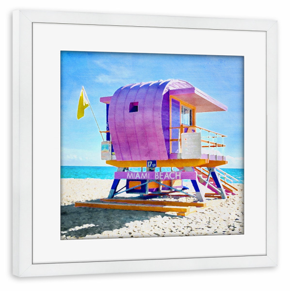 Poster mit Rahmen weiß "Rettungsschwimmerstand H" artboxONE - Natur,Architektur,Reise / Strand und Meer