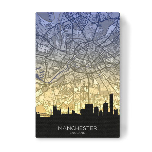 Leinwandbild "Manchester Skyline Map Dawn" artboxONE - Städte