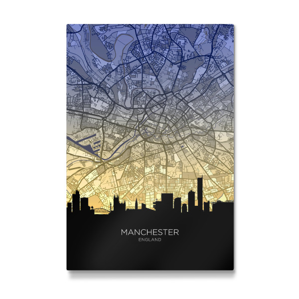 Galerie-Print "Manchester Skyline Map Dawn" 30x20 cm artboxONE