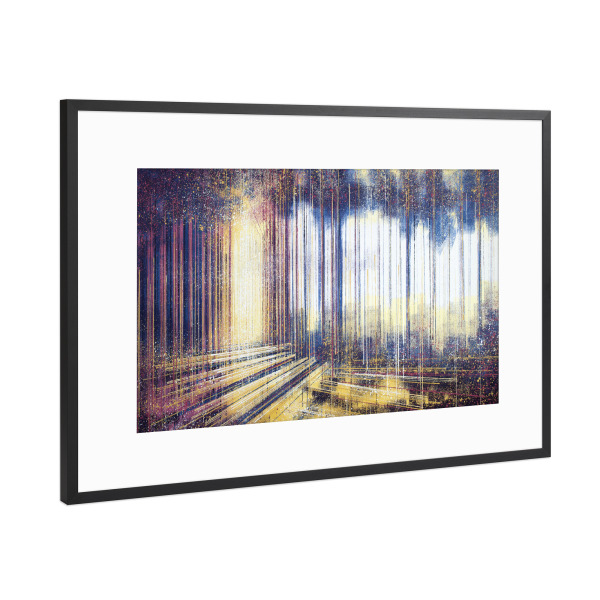 Poster mit Rahmen Schwarz (Metallic) "Wald, während die Sonne untergeht" artboxONE - Natur,Abstrakt