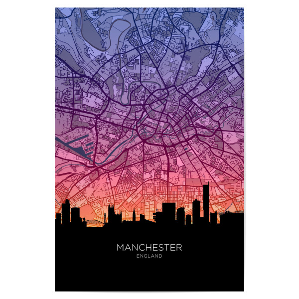 Poster "Manchester-Skyline-Karte" artboxONE - Städte