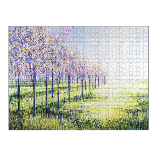 Puzzle Ravensburger "Obstbäume in Blüte" artboxONE - Natur,Floral - Natur,Bäume,Blumen,Blumen,Blüte,Obstgarten,Fie,Feld,Sonnenuntergang,Sonnenaufgang