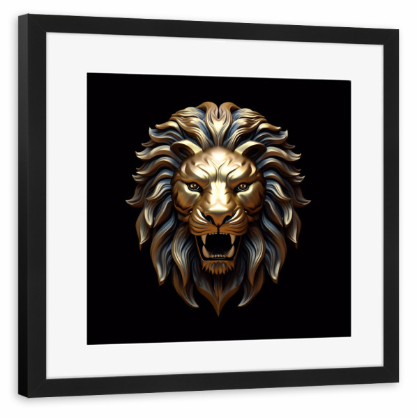 Poster mit Rahmen schwarz "Golden lion" artboxONE - Film,Tiere