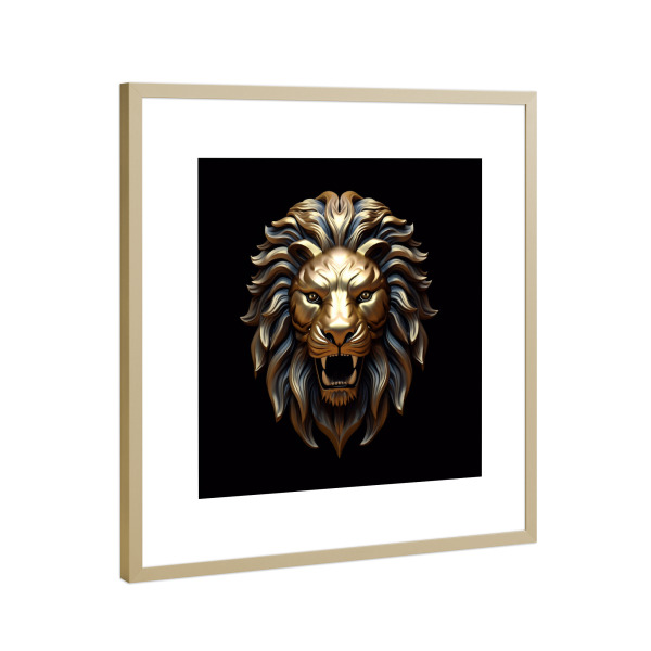 Poster mit Rahmen Gold "Golden lion" artboxONE - Film,Tiere