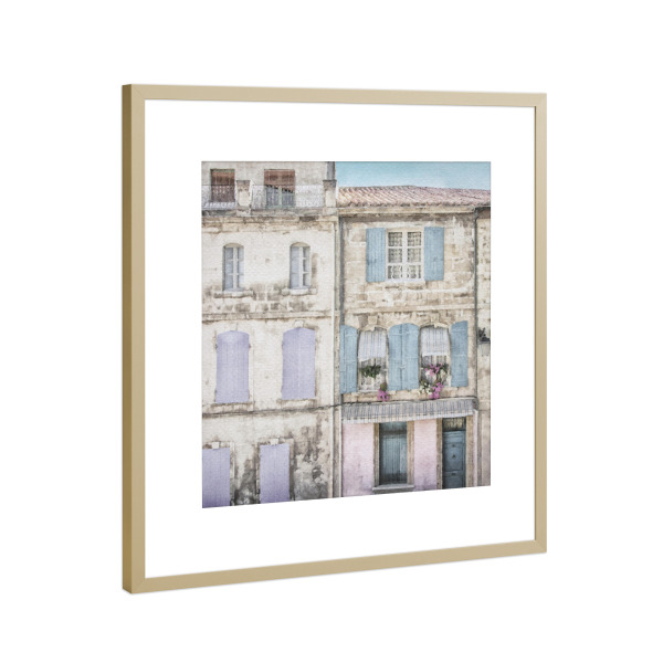 Poster mit Rahmen Gold "Vintage lila Fenster" artboxONE - Städte,Architektur - Gebäude,Fensterläden,Stadt,Architektur