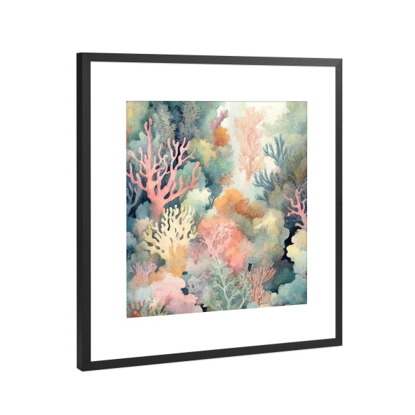Poster mit Rahmen Schwarz (Metallic) "Unterwasserwelt A" artboxONE - Reise / Strand und Meer - Korallen,Ozean,Meer,Meeresleben