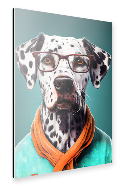 Alu-Dibond "Hipster-Hund Pepper" 30x20 cm artboxONE