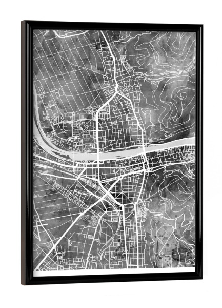 Poster mit schwarzem Rahmen "Heidelberg Stadtplan BW" artboxONE - Städte - Heidelberg,Deutschland,Stadtkarte,Karte,Stadtplan,Aquarell,Malerei