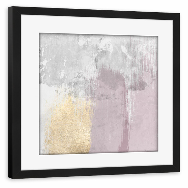 Poster mit Rahmen schwarz "Rosa und graue Zusammenfassung A" artboxONE - Abstrakt - Abstrakt,Verzweifelt,Rosa,Gold,Dekorativ,Heimdekoration