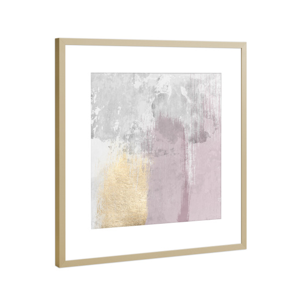 Poster mit Rahmen Gold "Rosa und graue Zusammenfassung A" artboxONE - Abstrakt - Abstrakt,Verzweifelt,Rosa,Gold,Dekorativ,Heimdekoration