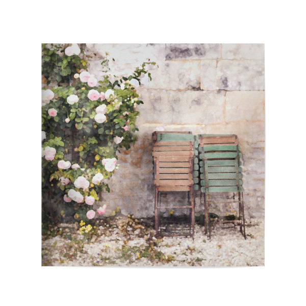 Poster 20x20 cm "Entspannende Stühle" artboxONE - Floral,Architektur - Blumen,Blumen,Rosen,Stühle,Entspannend