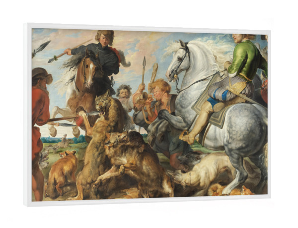 Poster mit weißem Rahmen "Wolf- und Fuchsjagd" artboxONE - Natur,Tiere,Menschen,Für Mama,Für Papa