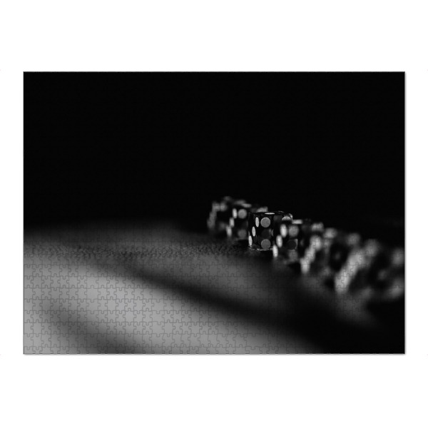 Puzzle Ravensburger "Würfel auf Leder" artboxONE - Abstrakt,Schwarzweiß - Würfel,Leder,Schwarz und weiß - Bild würfel