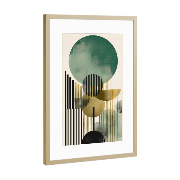 Poster mit Rahmen Gold "Moderne Mid Century Art" artboxONE - Abstrakt,Geometrie