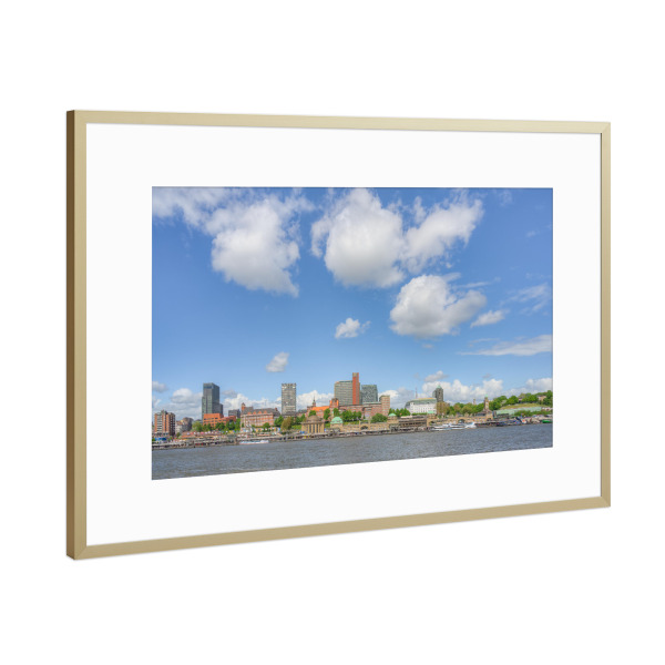 Poster mit Rahmen Gold "Hamburg Skyline von St. Pauli" artboxONE - Städte / Hamburg,Reise,Architektur