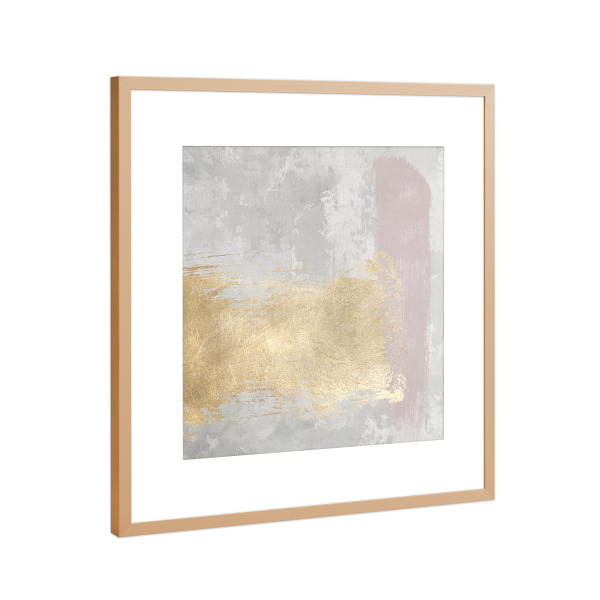 Poster mit Rahmen Kupfer "Rosa und graues abstraktes M" artboxONE - Abstrakt - Grau,Gold,Rosa,Abstrakt,Dekor,Heimdekoration,Dekorativ