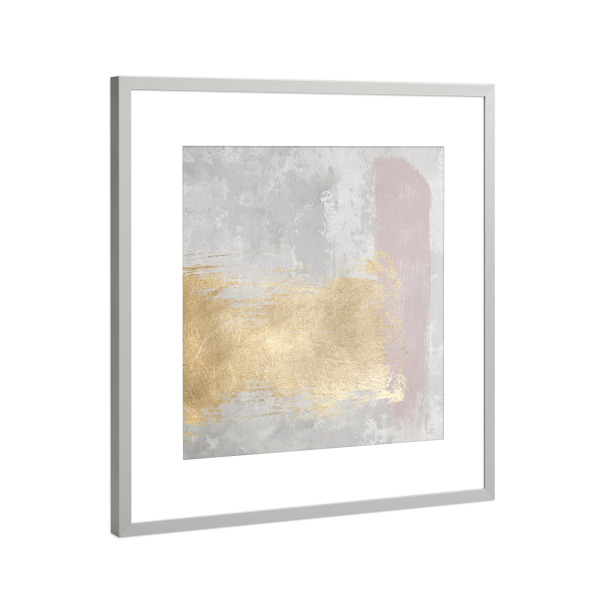 Poster mit Rahmen Silber "Rosa und graues abstraktes M" artboxONE - Abstrakt - Grau,Gold,Rosa,Abstrakt,Dekor,Heimdekoration,Dekorativ