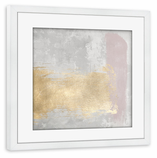 Poster mit Rahmen weiß "Rosa und graues abstraktes M" artboxONE - Abstrakt - Grau,Gold,Rosa,Abstrakt,Dekor,Heimdekoration,Dekorativ