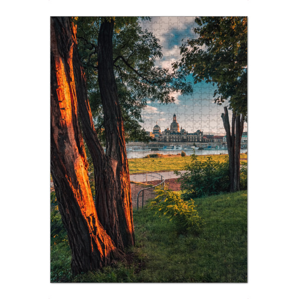 Puzzle Ravensburger "Königsufer im Sommer" artboxONE - Reise,Städte / Dresden - Dresden,Deutschland,Frauenkirche,Elbufer,Elbe,Ufer,Stadt,Ausblick