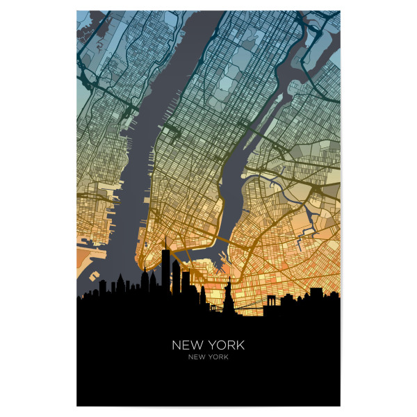 Poster 30x20 cm "Skyline - New York City, blaugrün" artboxONE - Städte,Städte / New York