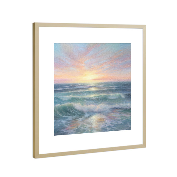 Poster mit Rahmen Gold "Ozean-Sonnenaufgang B" artboxONE - Reise / Strand und Meer