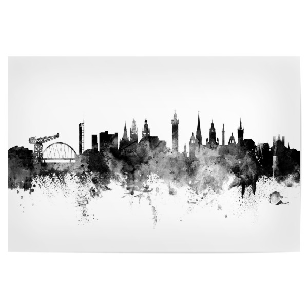 Poster "Glasgow Schottland Skyline Schwarz" artboxONE - Städte