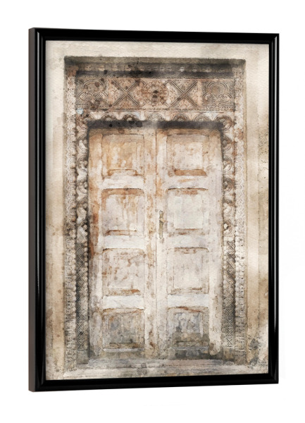 Poster mit schwarzem Rahmen "Aquarell Tür D" artboxONE - Architektur - Tür,Eingang,Häuser,Zuhause,Architektur,Aquarell