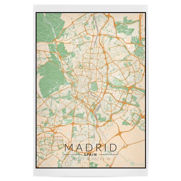 Poster 30x20 cm "Madrid-Vintage-Karte" artboxONE - Städte / Weitere,Kartografie