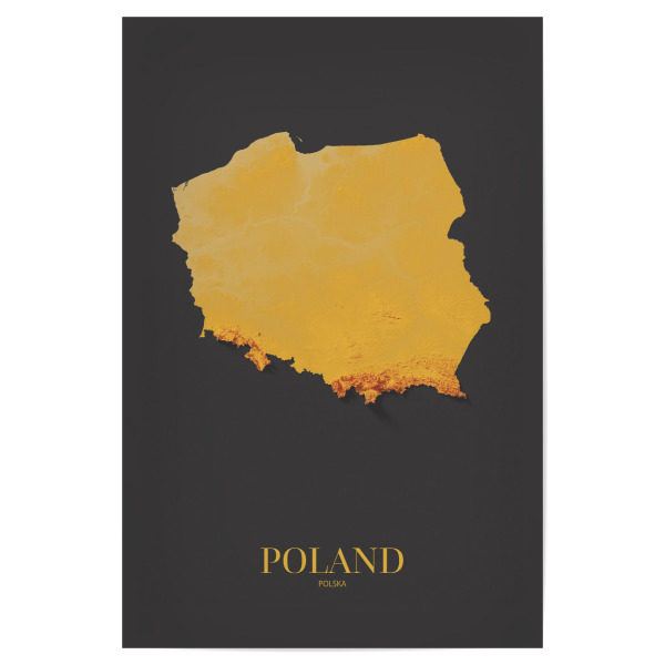Poster "Polen 3D-Karte - Gold" artboxONE - Reise,Kartografie